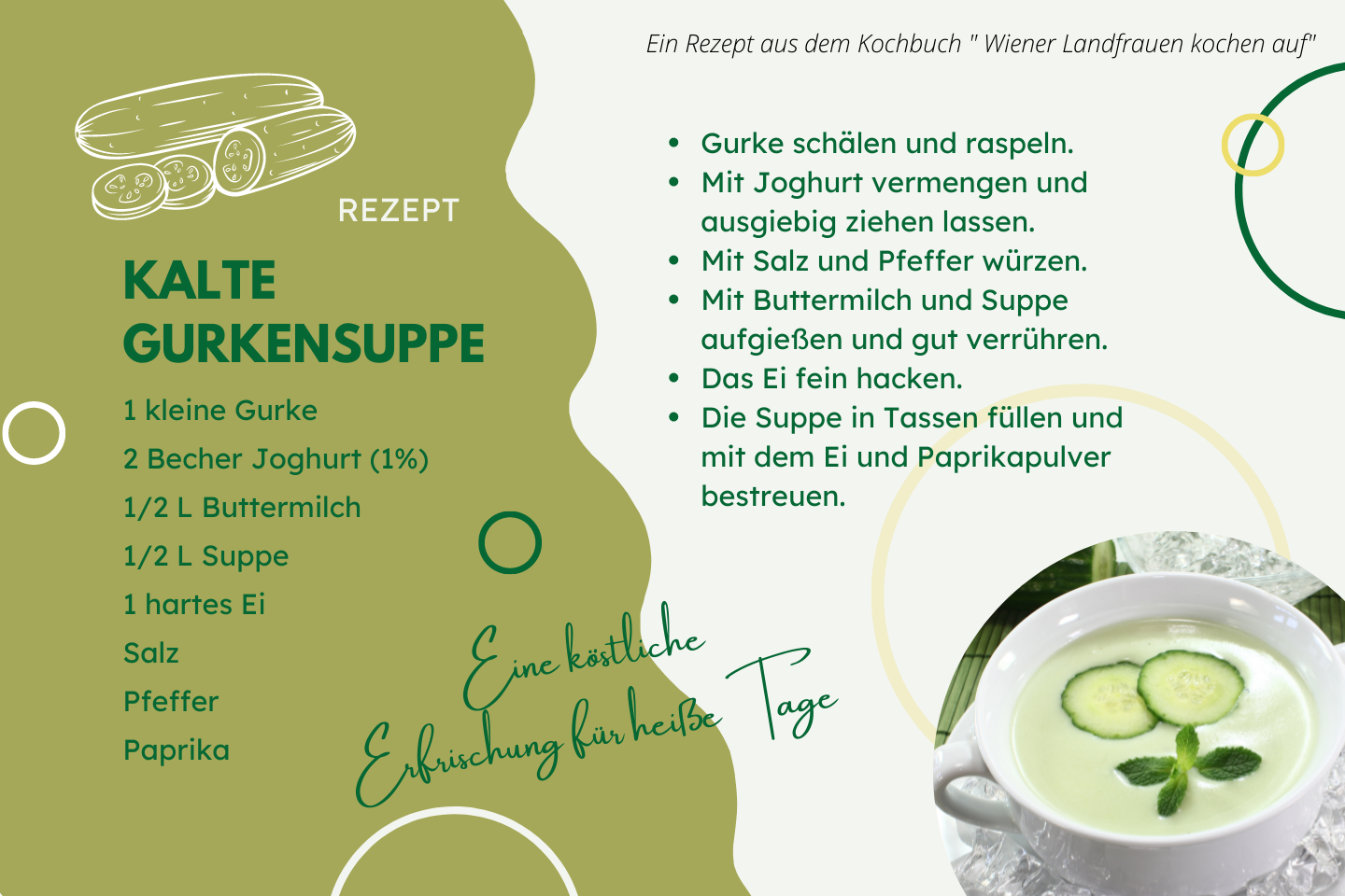 Kalte Gurkensuppe - Rezept