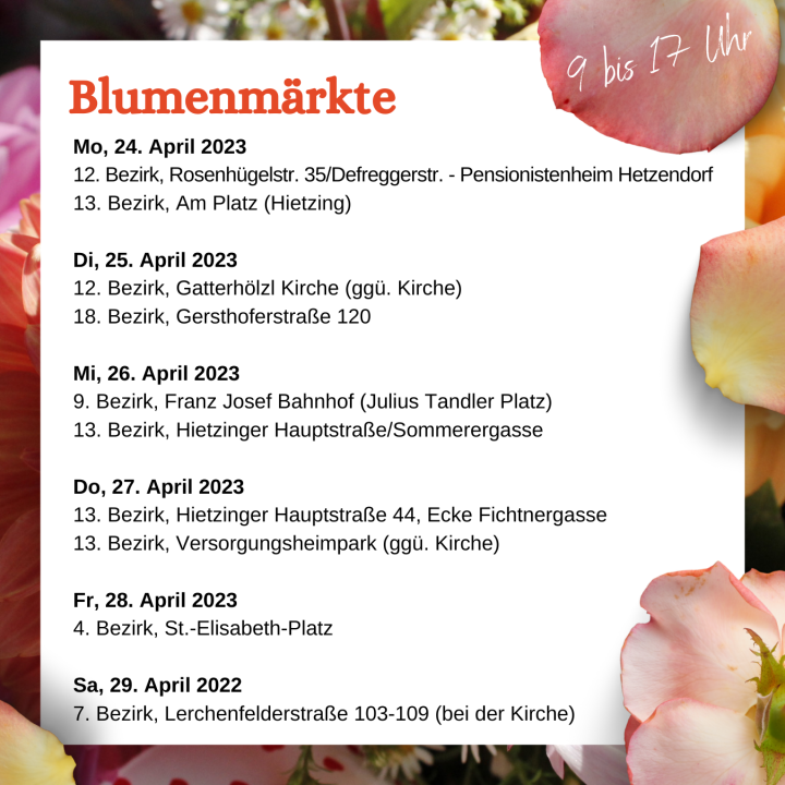 Blumenmärkte in Wien 2023